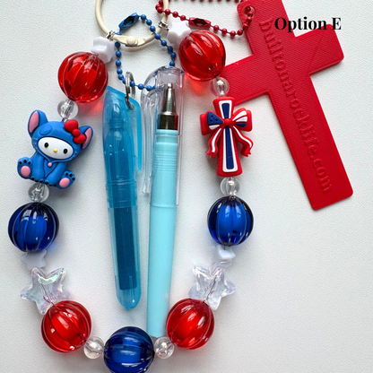 3-in-1 Christian Bookmark | Keychain | Bible Study Pen & Highlighter | Patriotic July 4 Bookmark | Bible Journal Accessory | Christian Gift