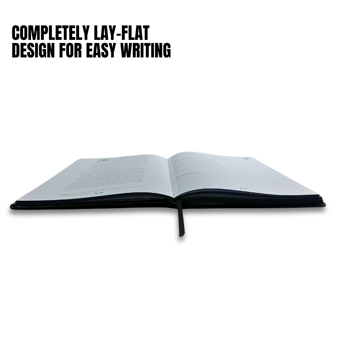 Planner open showing lay flat design